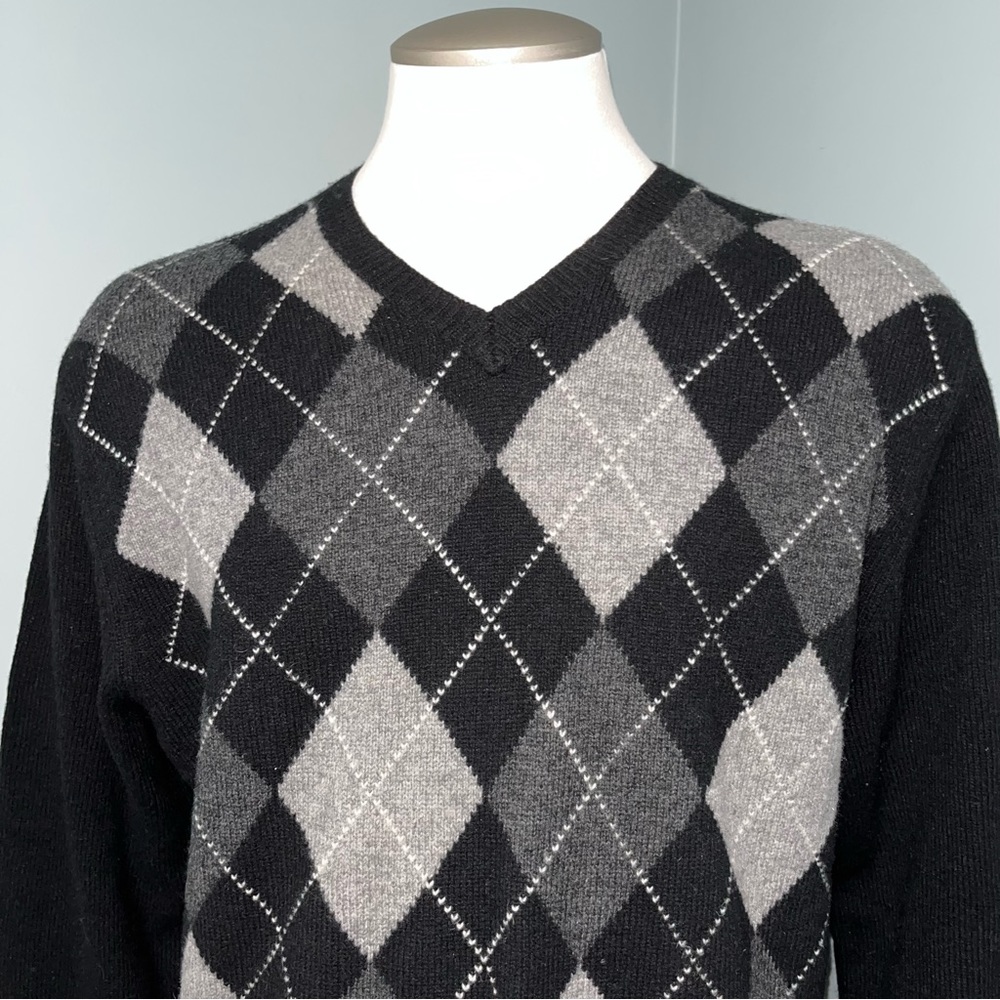 HUDSON NORTH lambswool blend dad sweater mens size Large v-neck long sleeve - Picture 2 of 9